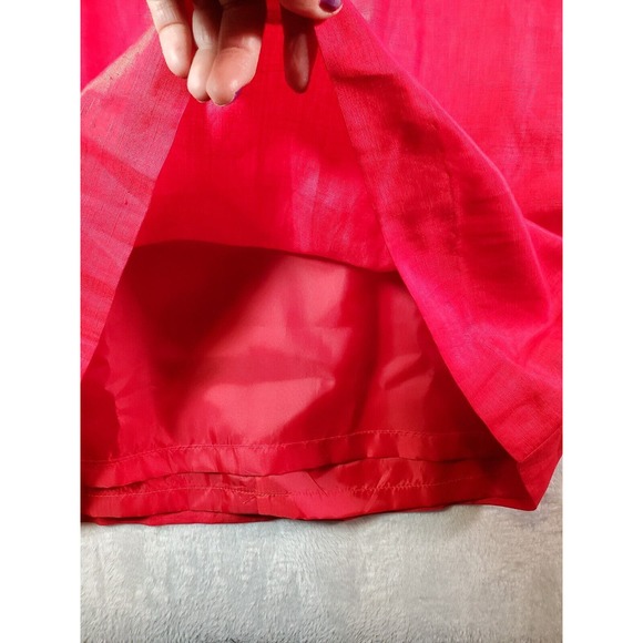 ISC Tank Dress Women Size Large Red Silk Sleeveless Round Neck Lined Back Zipper - Picture 4 of 8